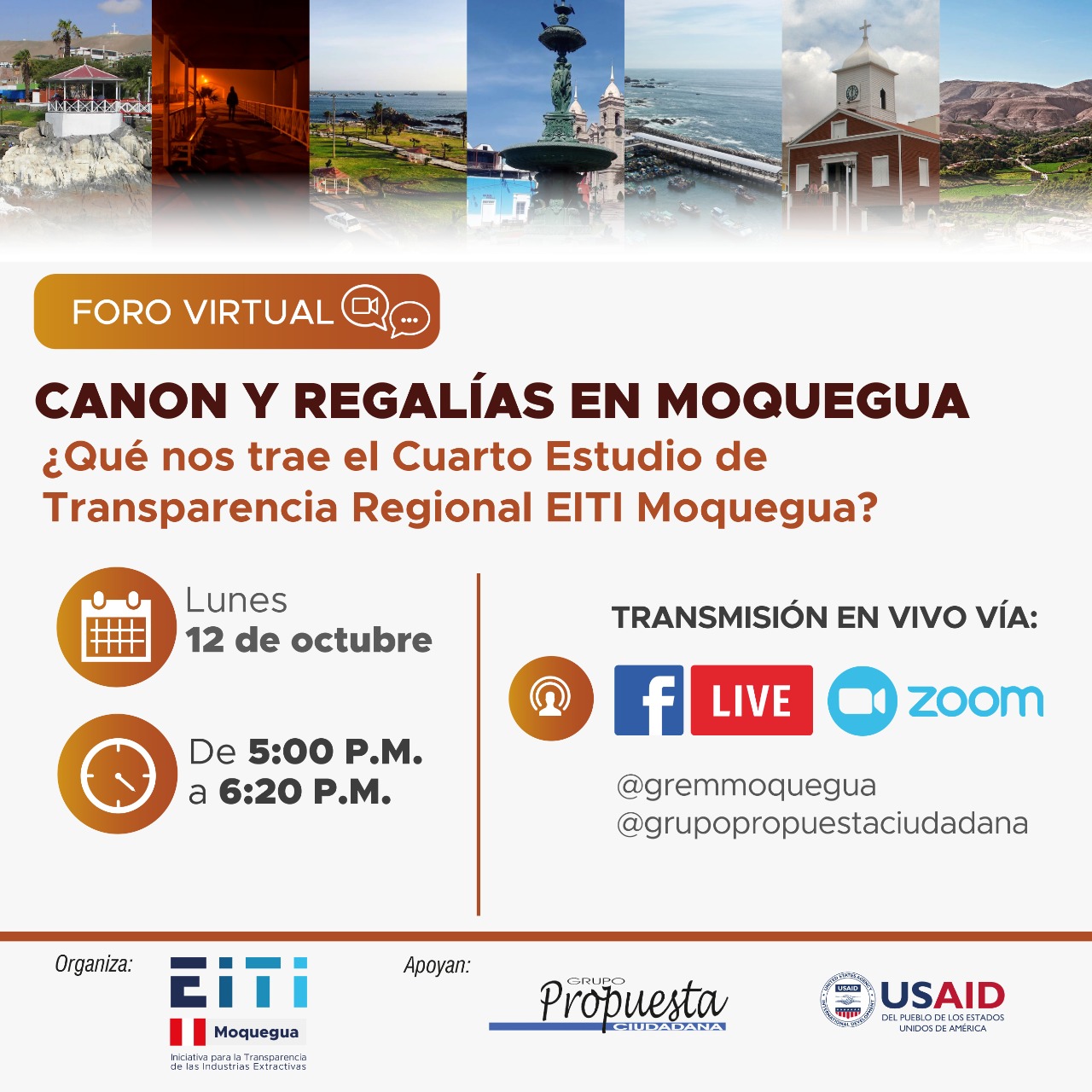 Foro virtual. Canon y regalías en Moquegua. ¿Qué nos trae el Cuarto Estudio de Transparencia Regional EITI Moquegua? 